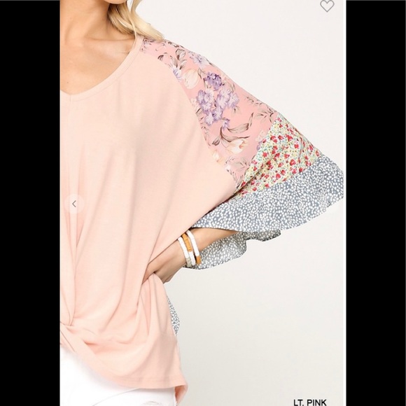 Floral knit ruffle sleeve top - Picture 5 of 5